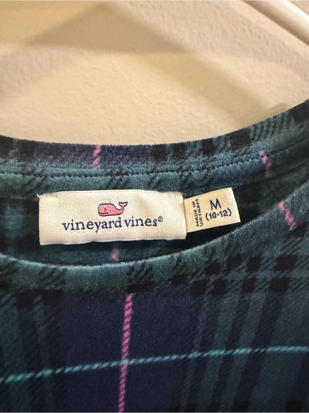 Vineyard Vines Teal and Navy Plaid Short Sleeve Dress